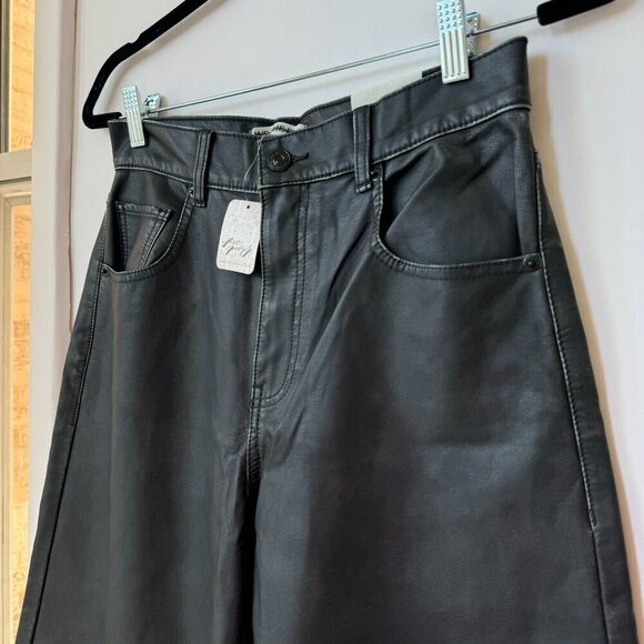 NWT Free People We The Free Misha Vegan Leather Pants Barrel Wide Leg Jeans 28 - Picture 5 of 9